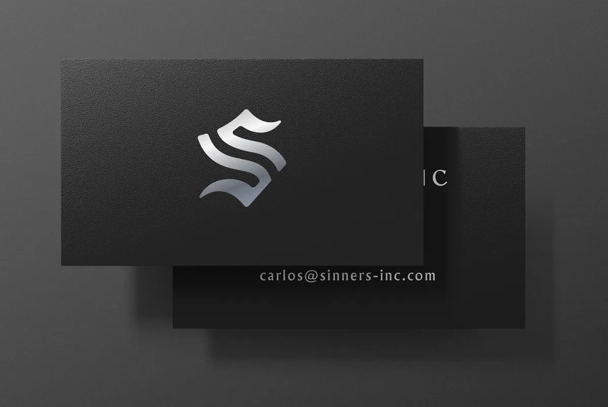 Sinners Inc premium jewelry packaging and identity detail