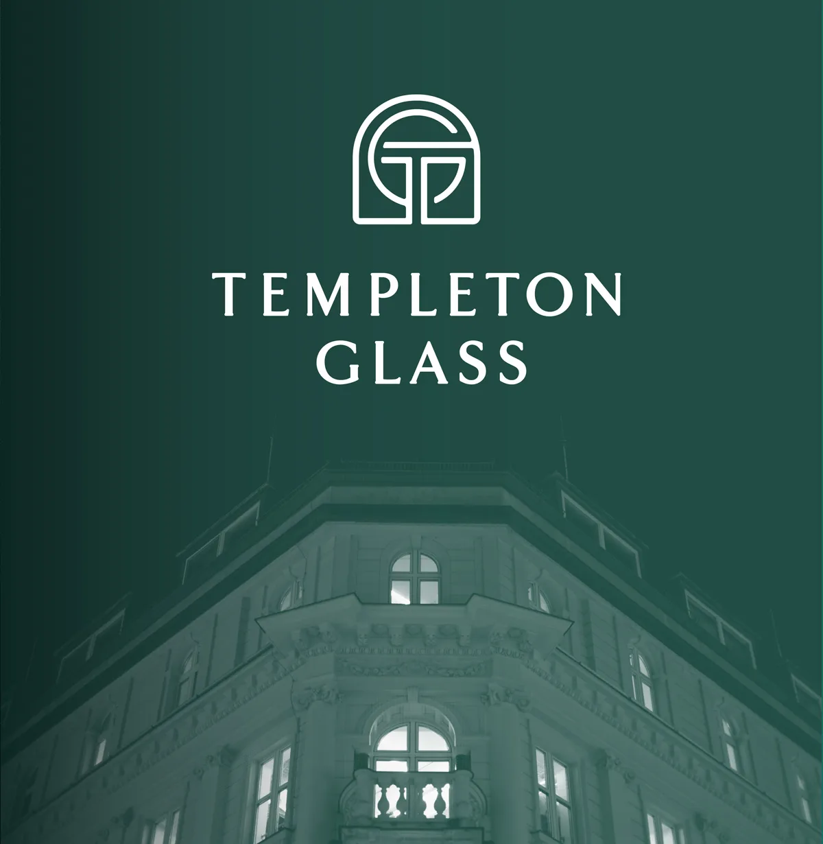 Templeton Glass brand typography and architectural identity details